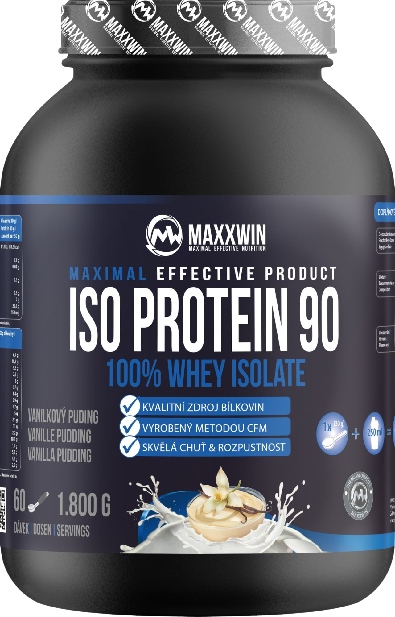 Fotografie Maxxwin ISO Protein 90 Vanilka 1800 g