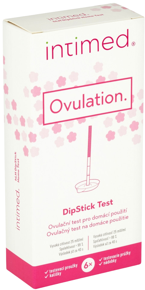 INTIMED Ovulation hLH dipStick ovulační test pro domácí použití s kalíšky 6 ks