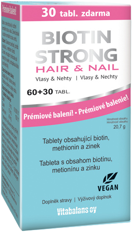 VITABALANS LADY Biotín strong hair & nail 60 tabliet + 30 tabliet ZADARMO kúpite na Pilulka.sk