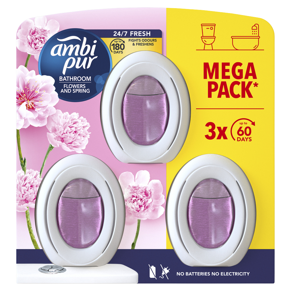AMBIPUR Bathroom Flowers and Spring 3 x 24 ml