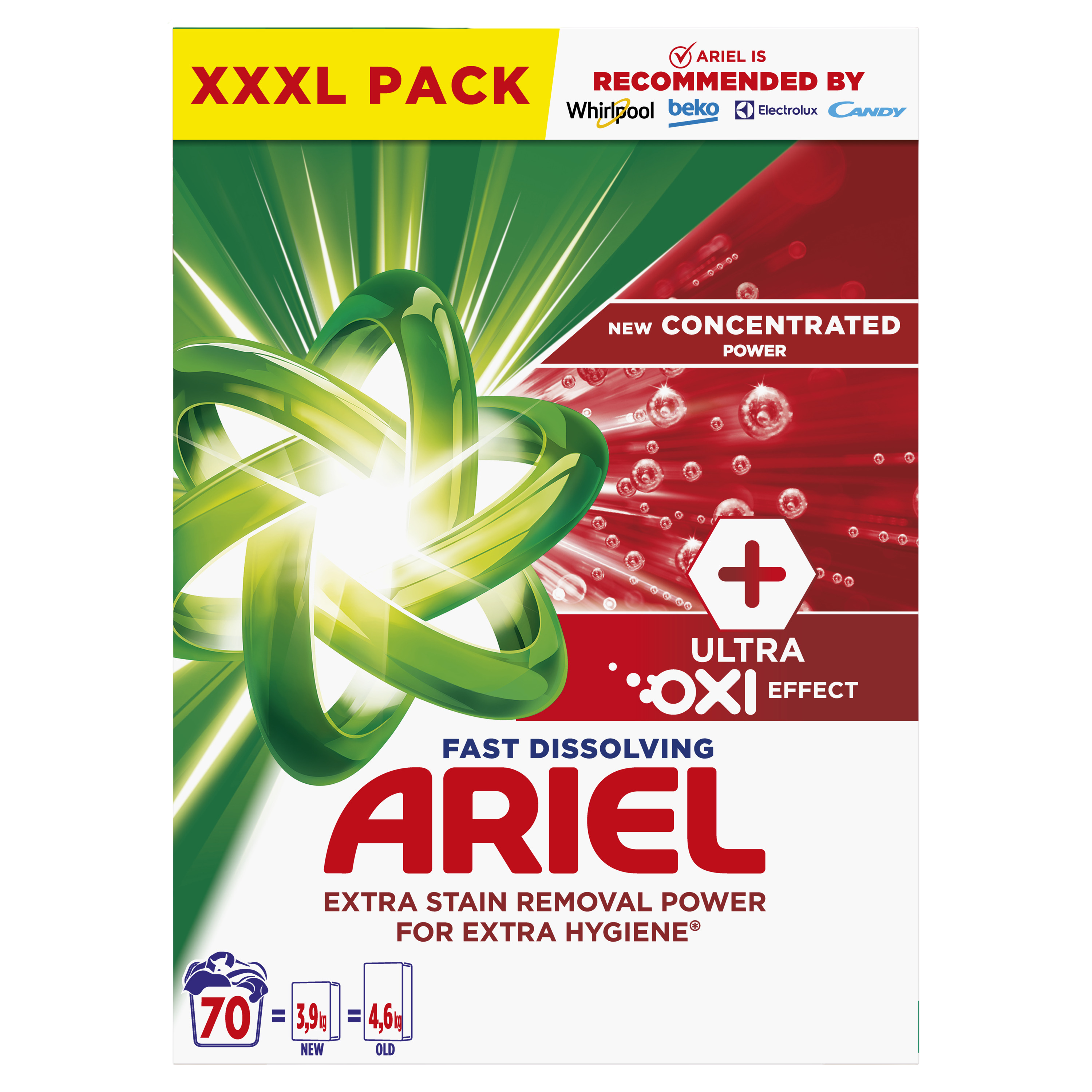 Ariel prací prášek Oxi 70 praní 3.85 kg