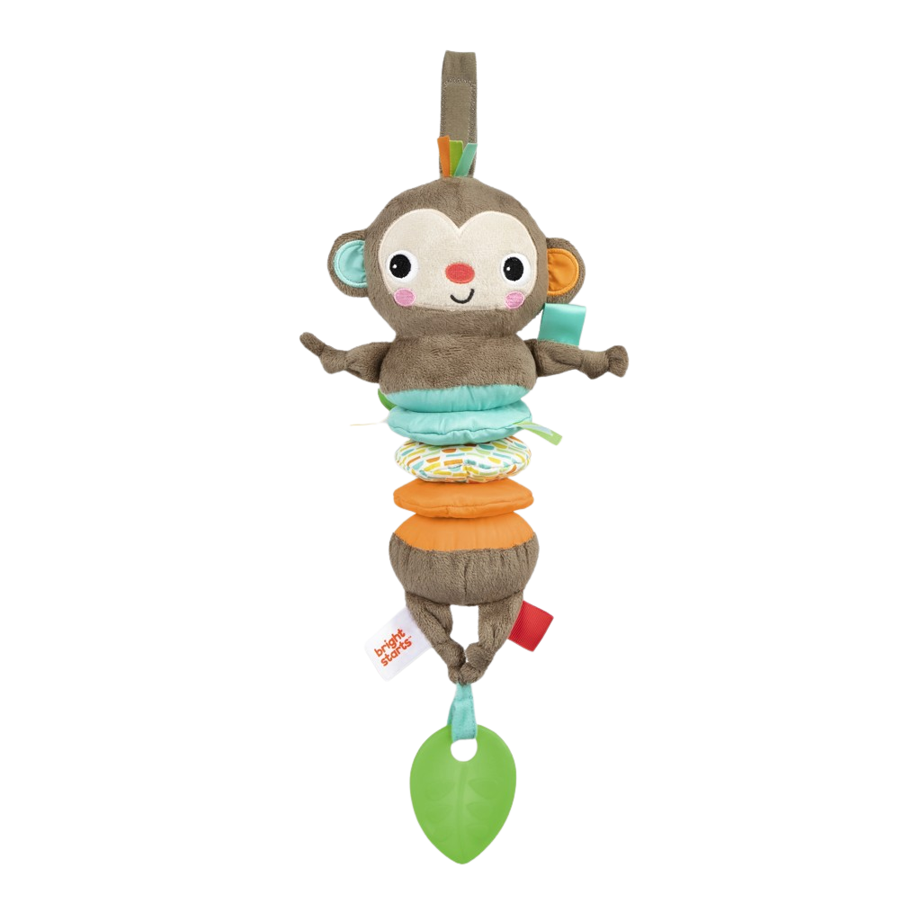 BRIGHT STARTS Hračka s melodií na C kroužku Pull, Play & Boogie™ opice 0m+