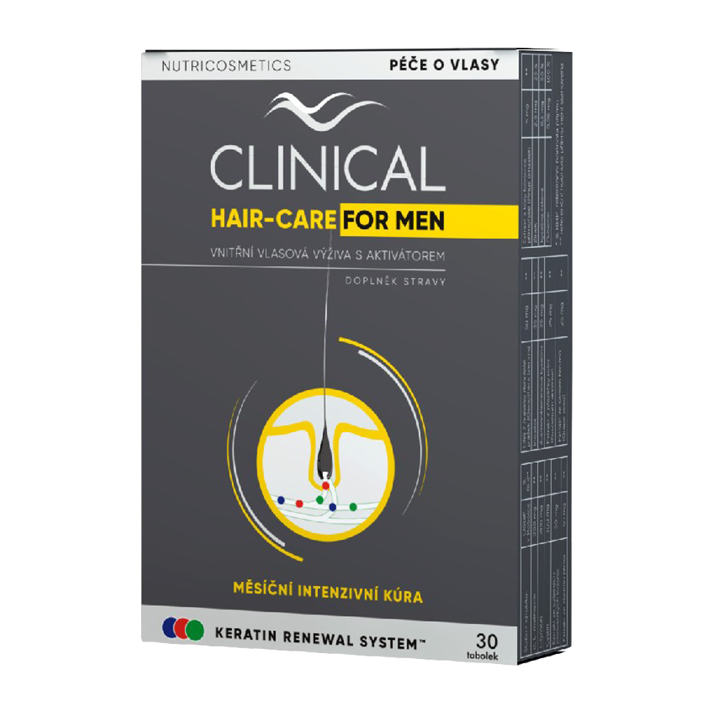 Fotografie CLINICAL NUTRICOSMETICS Hair-Care for MEN měsíční kúra 30 tobolek