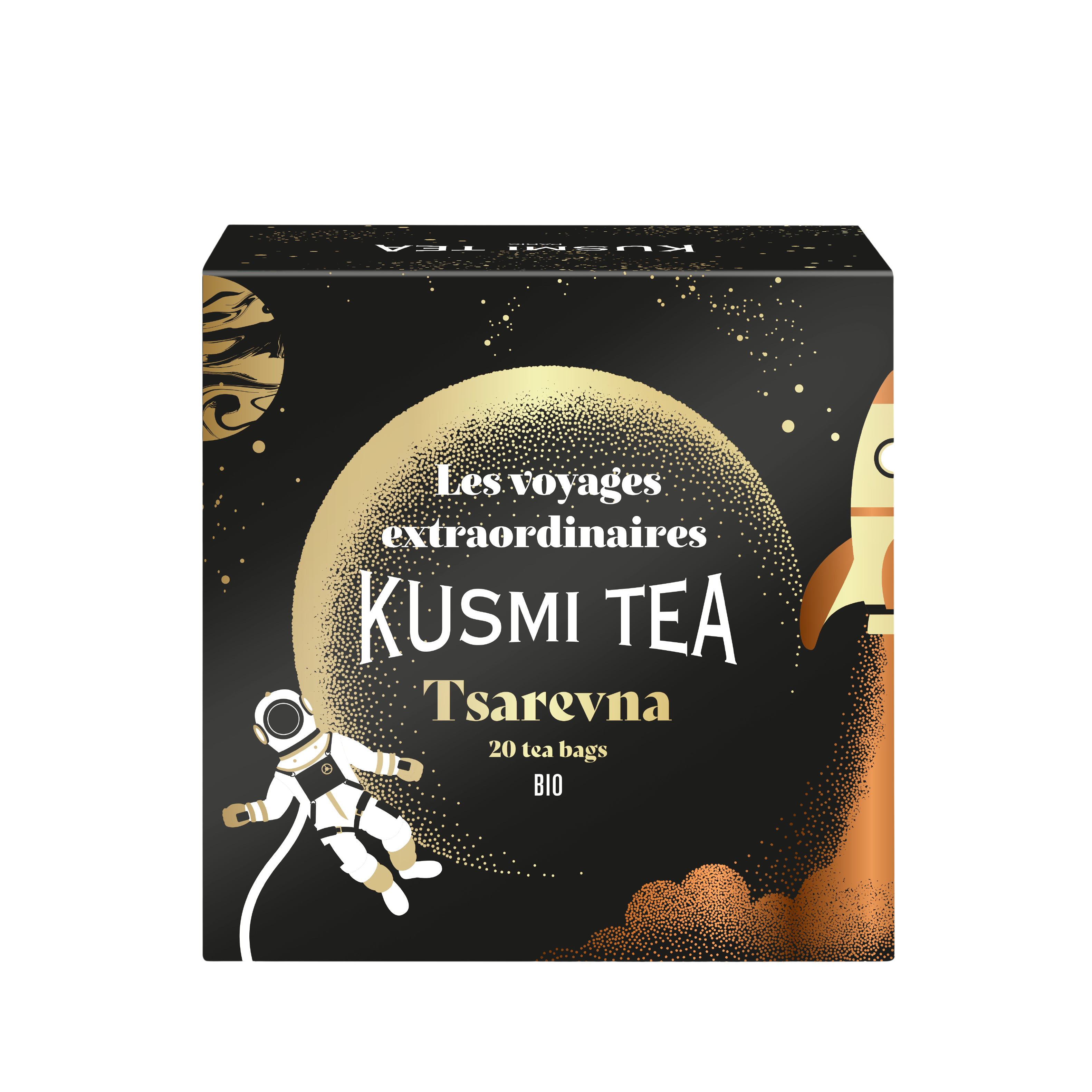 Fotografie KUSMI TEA Porcovaný černý vánoční čaj Tsarevna Bio 20 sáčků