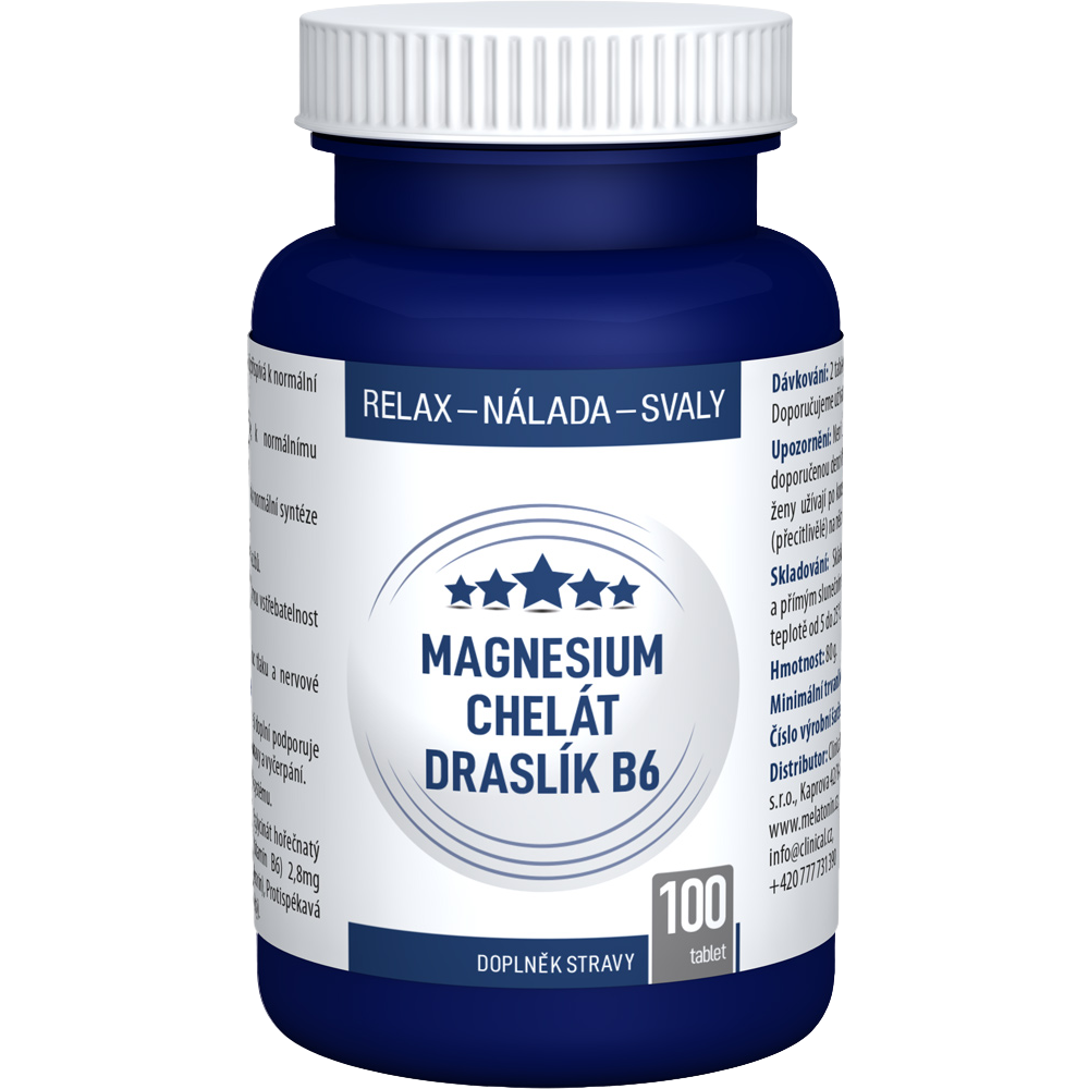 CLINICAL NUTRICOSMETICS Magnesium chelát, draslík, B6, 100 tablet