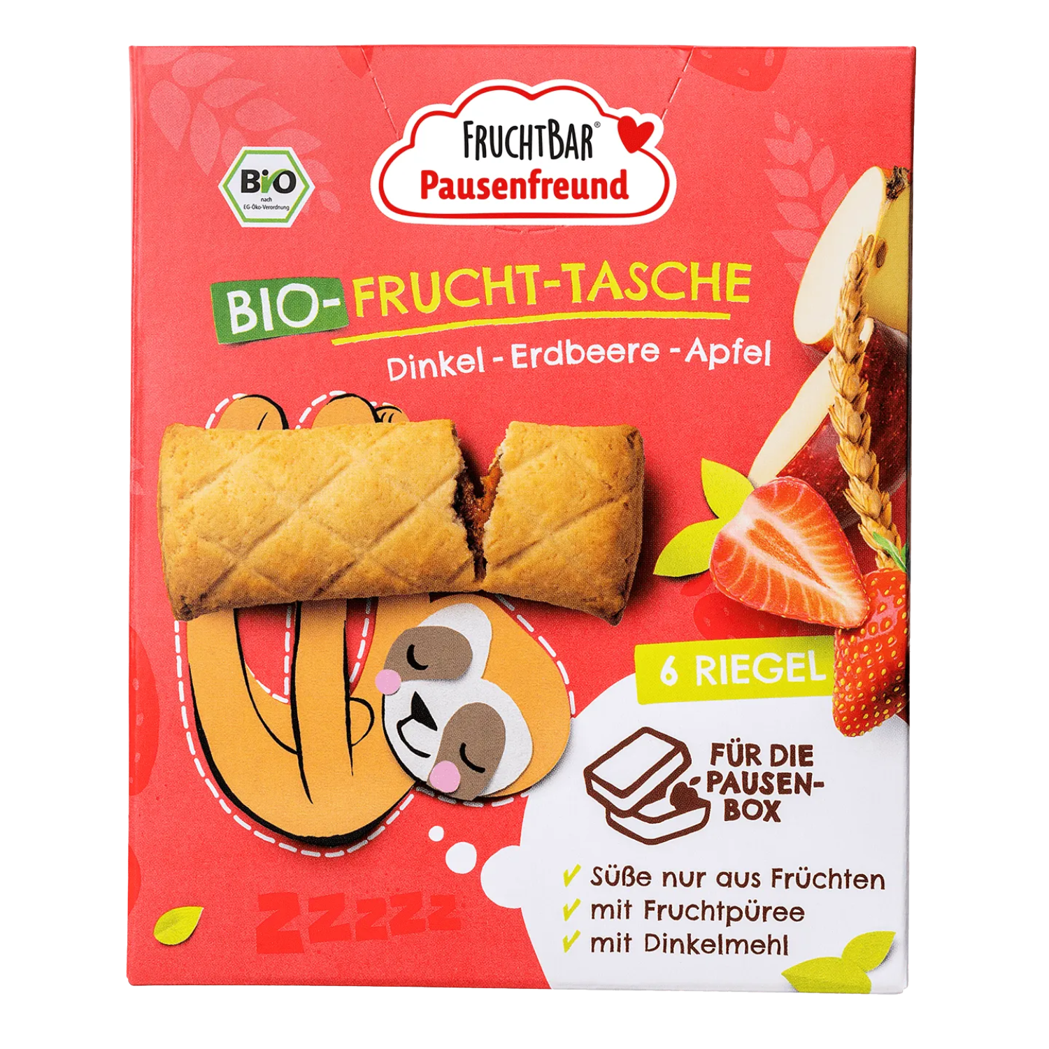 Fotografie FRUCHTBAR BIO Špaldové taštičky jahoda a jablko 6 x 22 g