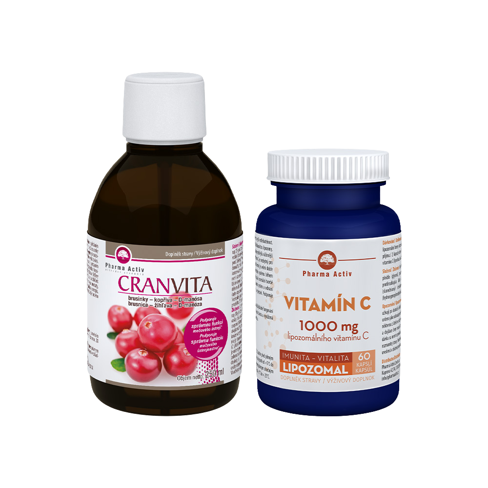 Fotografie PHARMA ACTIV Lipozomal Vitamín C 1000mg 60 kapslí + Cranvita 250ml