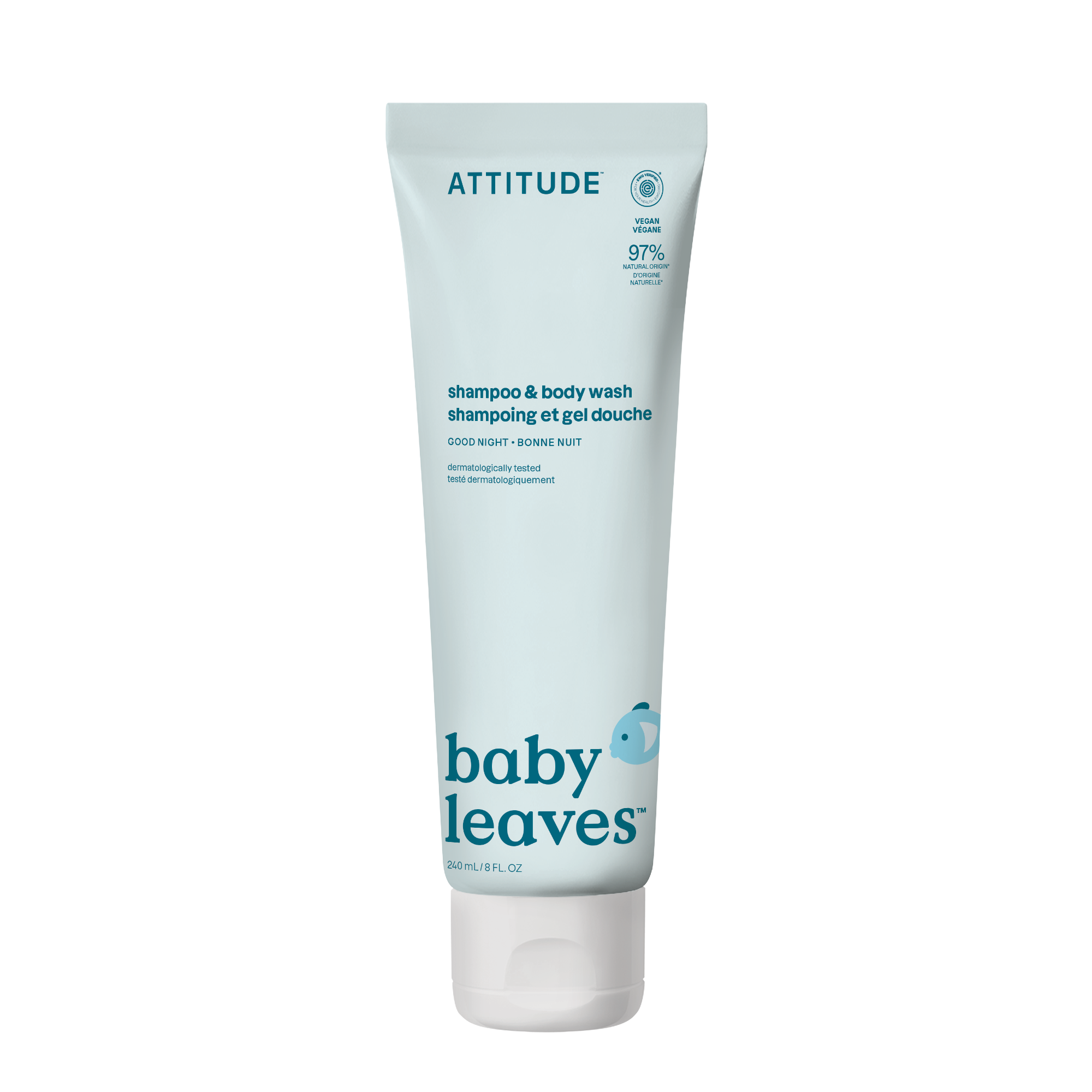 ATTITUDE Dětský šampon a tělové mýdlo (2 v 1) Baby leaves s vůní Good night 240 ml