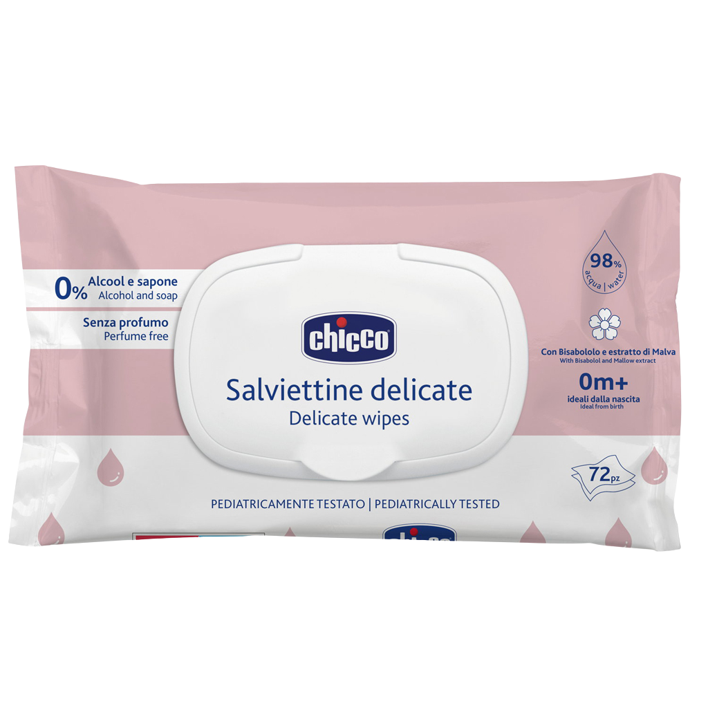 CHICCO Dětské vlhčené ubrousky Delicate s heřmánkem 72 ks