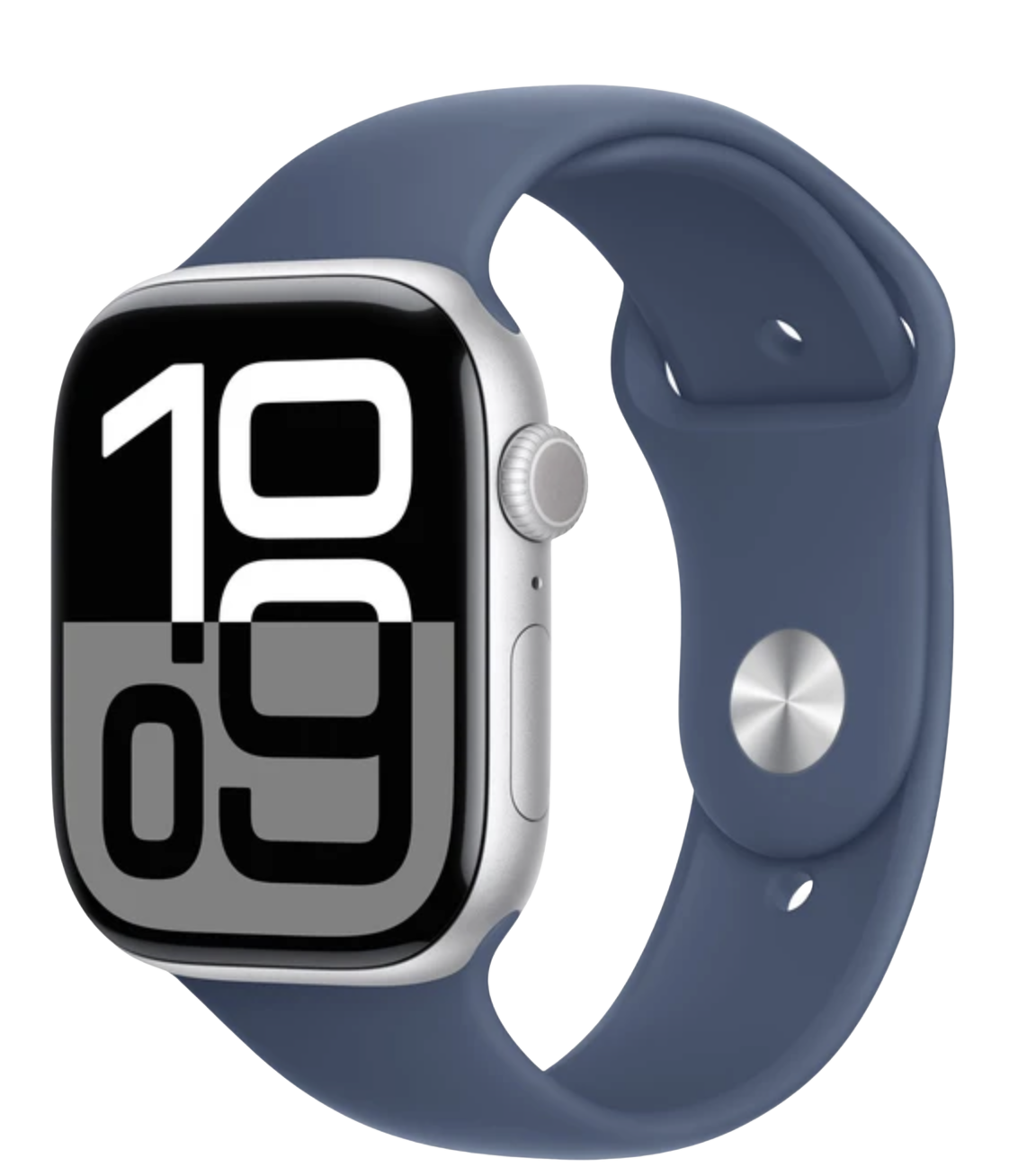 APPLE Watch Series 10 Cellular 46mm Stříbrný hliník s denimovým sportovním řemínkem M/L