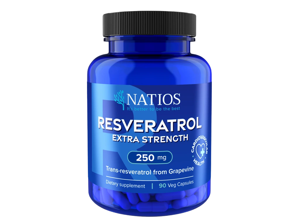 Fotografie NATIOS Resveratrol, Extra Strength, 250 mg, 90 kapslí