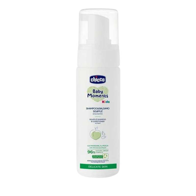 Fotografie CHICCO Šampon a kondicionér na vlasy soufflé Baby moments Kids 0m+, 150 ml