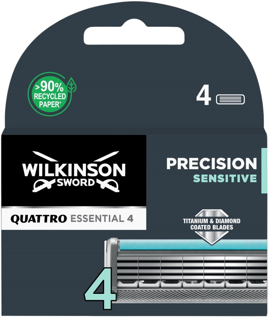 Fotografie Wilkinson Sword Quattro Titanium Sensitive - Náhradní hlavice 4 ks