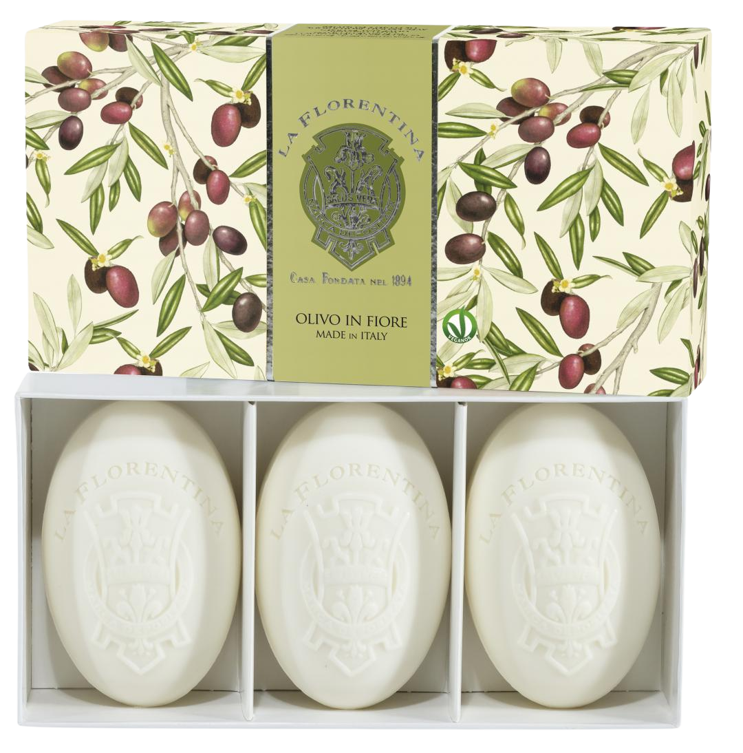 Fotografie LA FLORENTINA Kazeta mýdel olivový květ 450 g