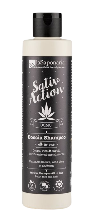 Fotografie laSaponaria Pánský sprchový gel a šampon s konopím 2v1 BIO 200 ml