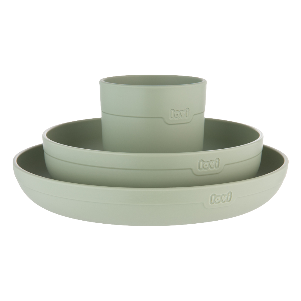 LOVI Sada nádobí s hrnečkem Pistachio 3 ks