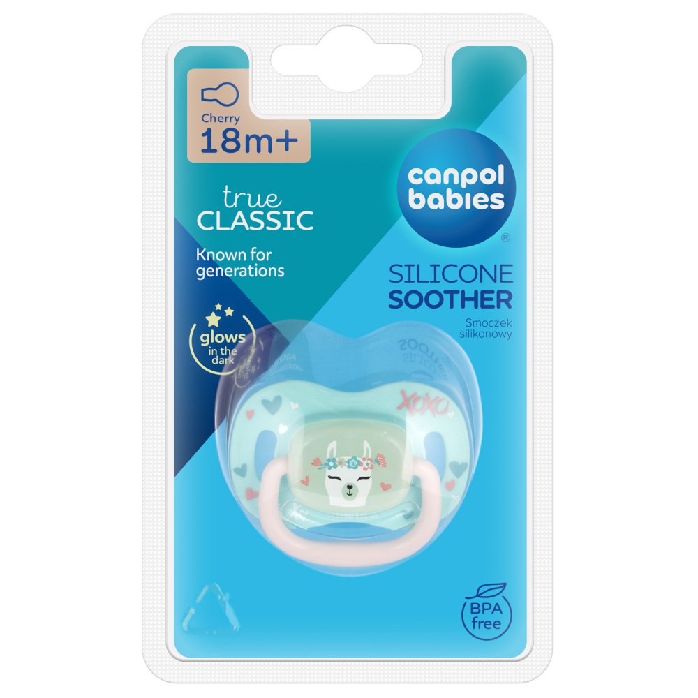 CANPOL BABIES Dudlík silikonový symetrický Exotic animals 18m+ lama