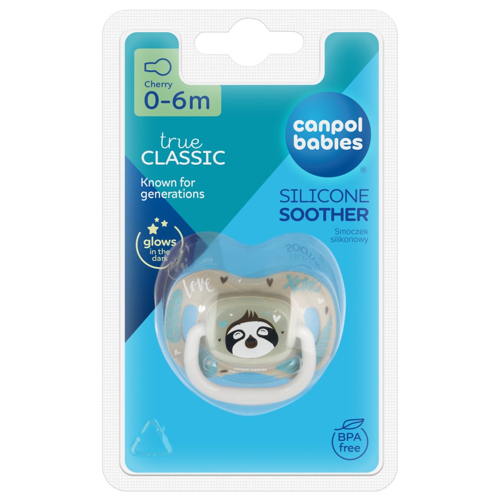 CANPOL BABIES Dudlík silikonový symetrický Exotic animals 0-6m lenochod