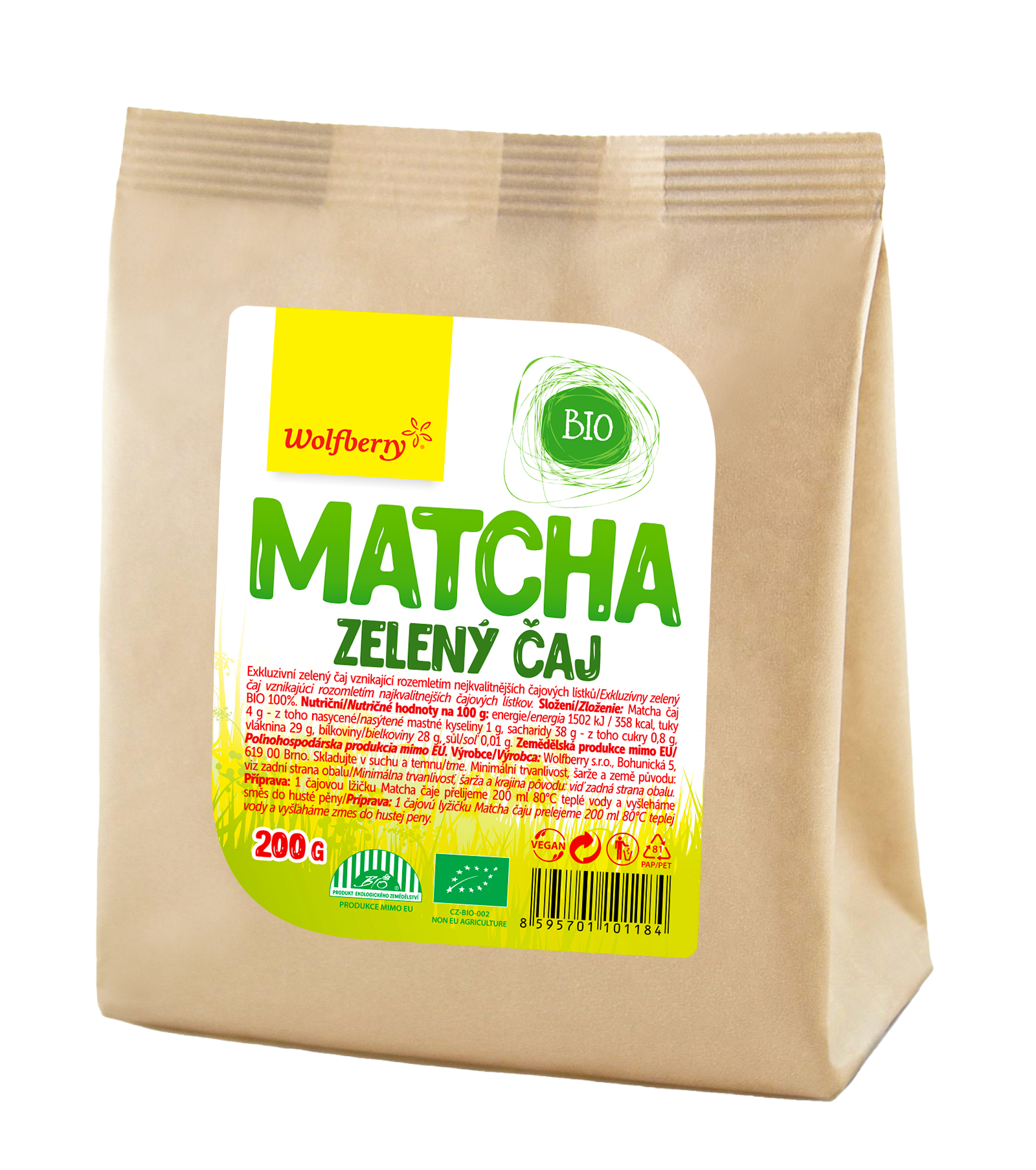Fotografie WOLFBERRY Matcha čaj BIO 200 g