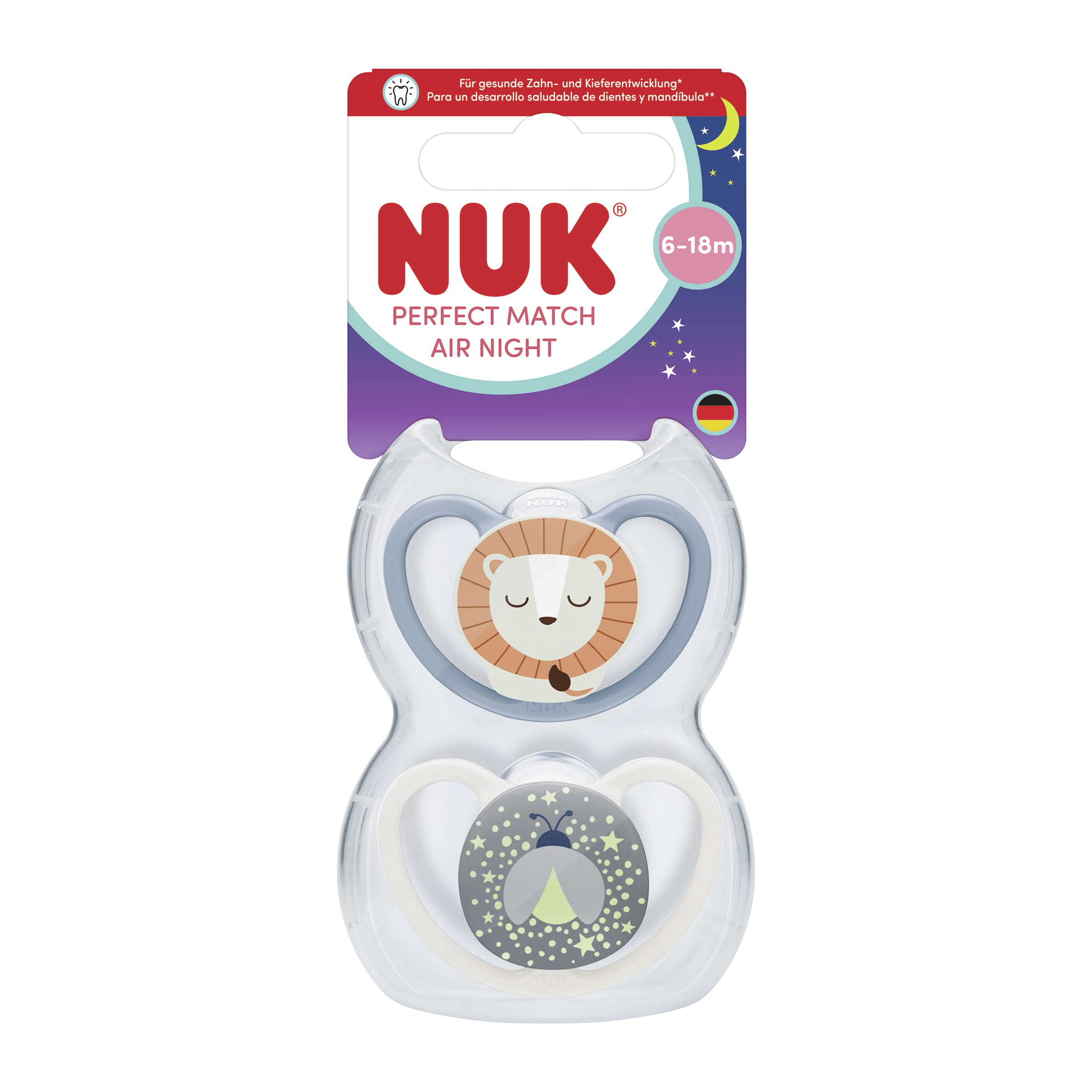 NUK dudlík Perfect Match AIR Night LION 6-18m BOX 2 ks