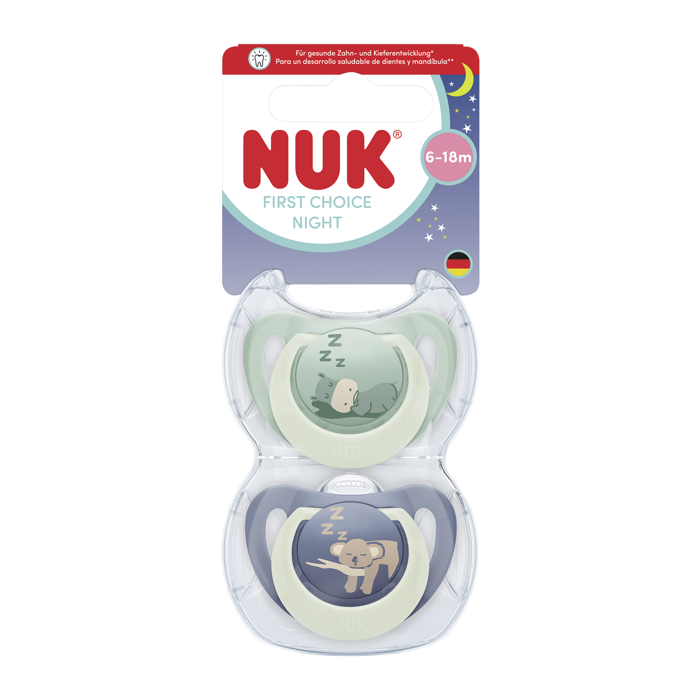 NUK dudlík First Choice Night Hippo/Koala 6-18m 2 ks