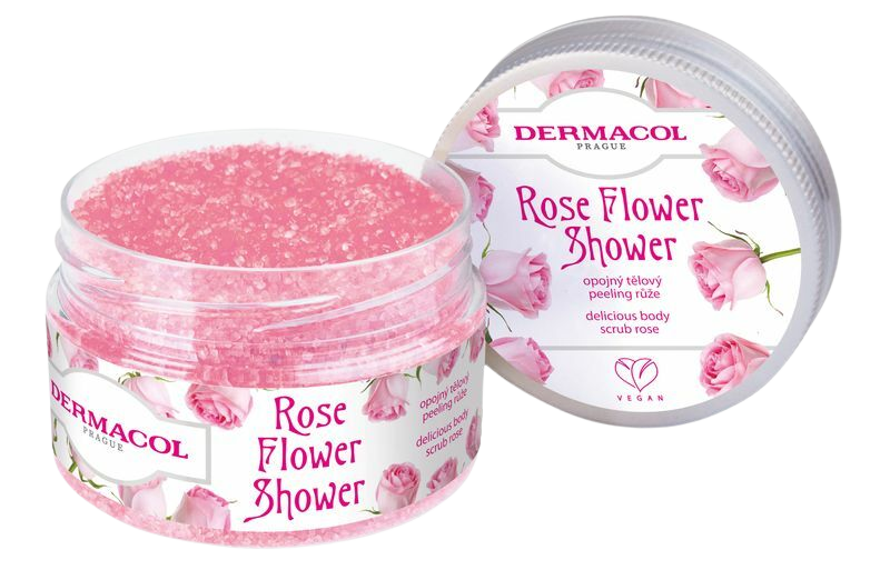DERMACOL Flower Care telový peeling - ruža 200 g