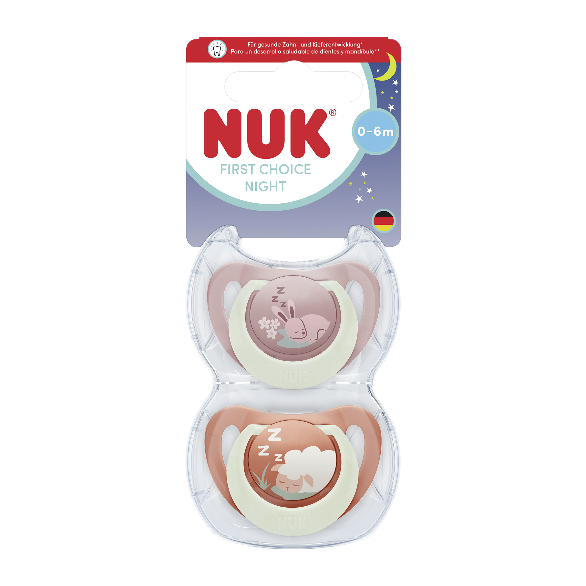 Fotografie NUK dudlík First Choice Night BUNNY/SHEEP 0-6m 2 ks