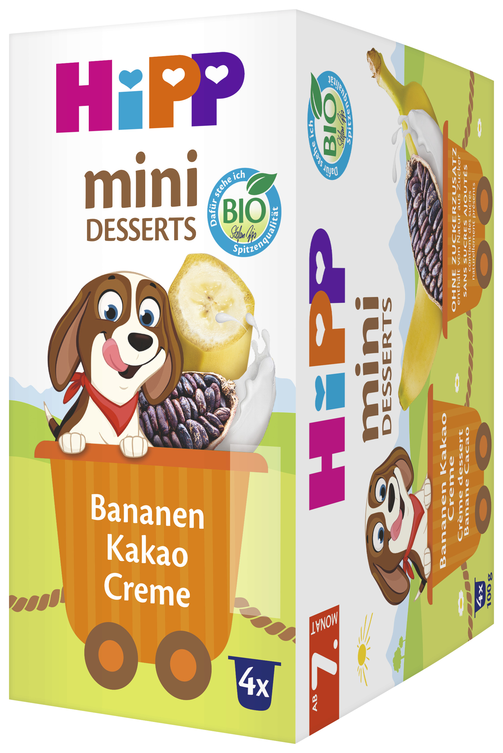 HIPP BIO Mléčný dezert Banán Kakao 4 x 100 g