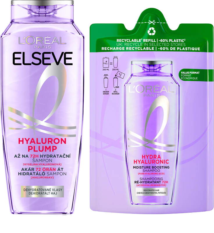 Fotografie L'ORÉAL PARIS Elseve Hyaluron Plump náhradní náplň do šamponu 250 ml