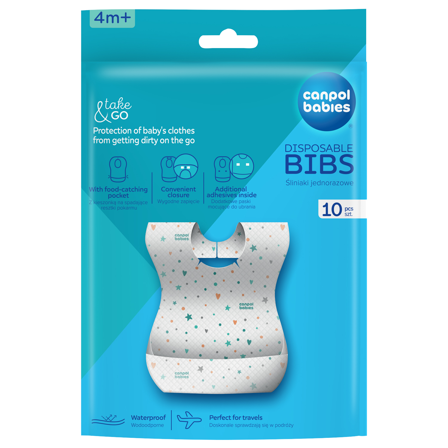 CANPOL BABIES Bryndák voděodolný jednorázový s kapsou 10 ks