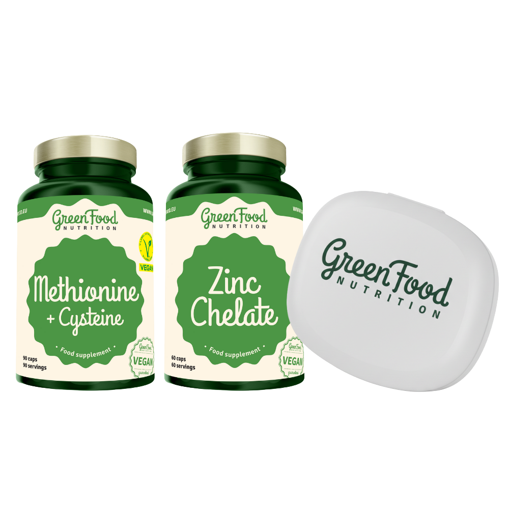 Fotografie GreenFood Nutrition Methionin + Cysteine + Zinc Chelate, 90 + 60 kapslí