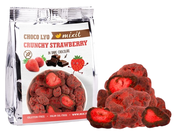 MIXIT Křupavé jahody v čokoládě do kapsy 60 g