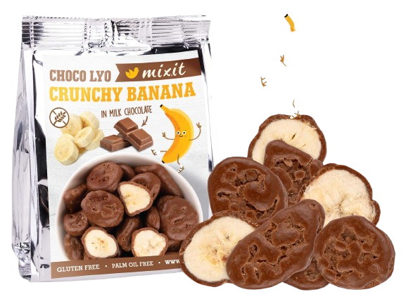 MIXIT Křupavé banánky v čokoládě do kapsy 70 g