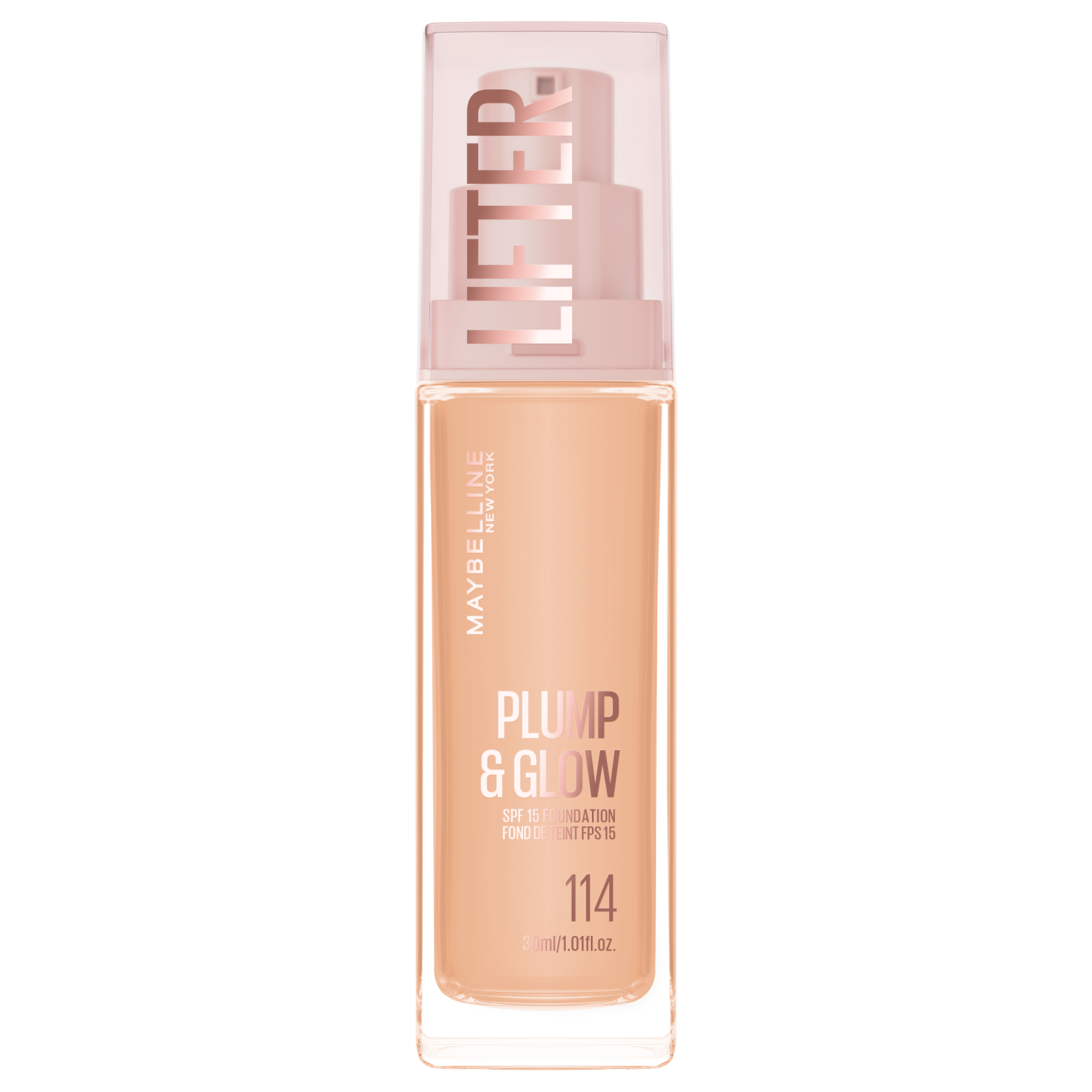 MAYBELLINE NEW YORK Lifter Foundation 114, rozjasňující make-up Plump & Glow 30 ml