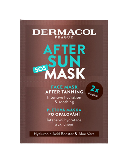 Fotografie DERMACOL AFTER SUN Pleťová maska po opalování 2 x 8 ml