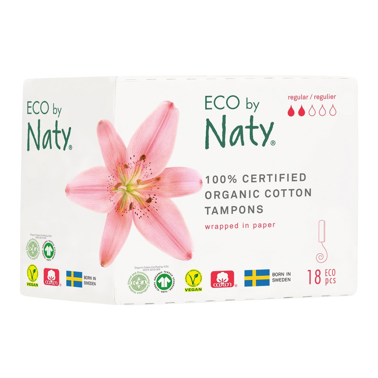 Fotografie Eco by Naty Dámské ECO tampóny normal 18 ks