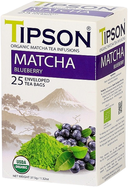 Fotografie TIPSON BIO Matcha Blueberry 25 x 1.5 g