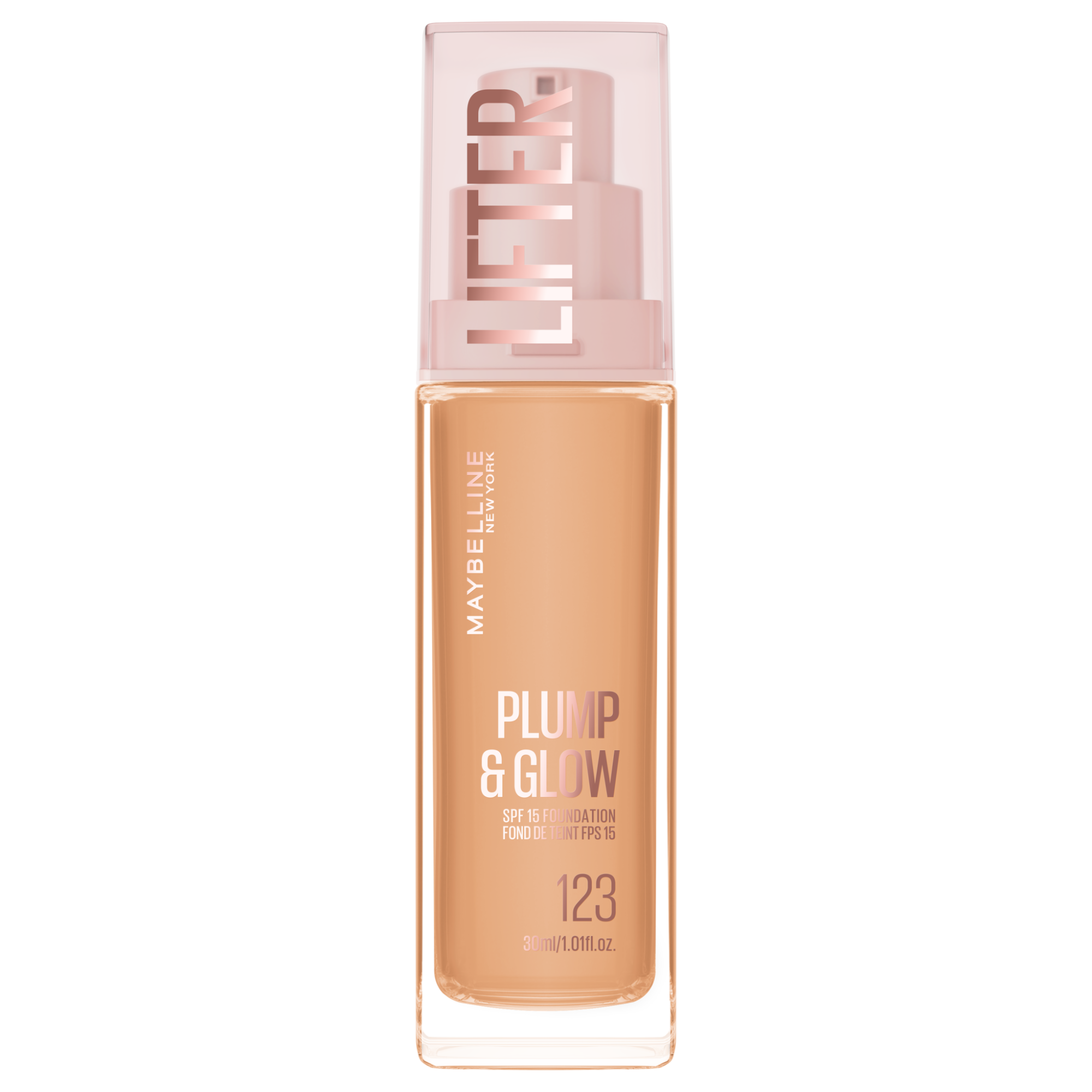MAYBELLINE NEW YORK Lifter Foundation 123, rozjasňující make-up Plump & Glow 30 ml