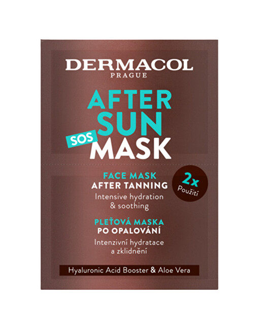 Fotografie DERMACOL AFTER SUN Pleťová maska po opalování 2 x 8 ml