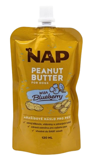 NAP NAP Arašídové máslo pro psy, borůvka 120 ml