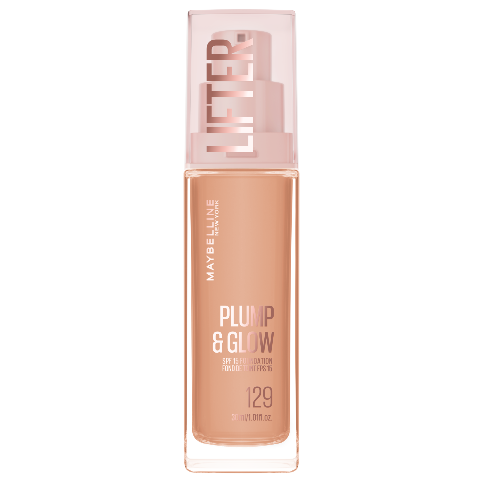 MAYBELLINE NEW YORK Lifter Foundation 129, rozjasňující make-up Plump & Glow 30 ml