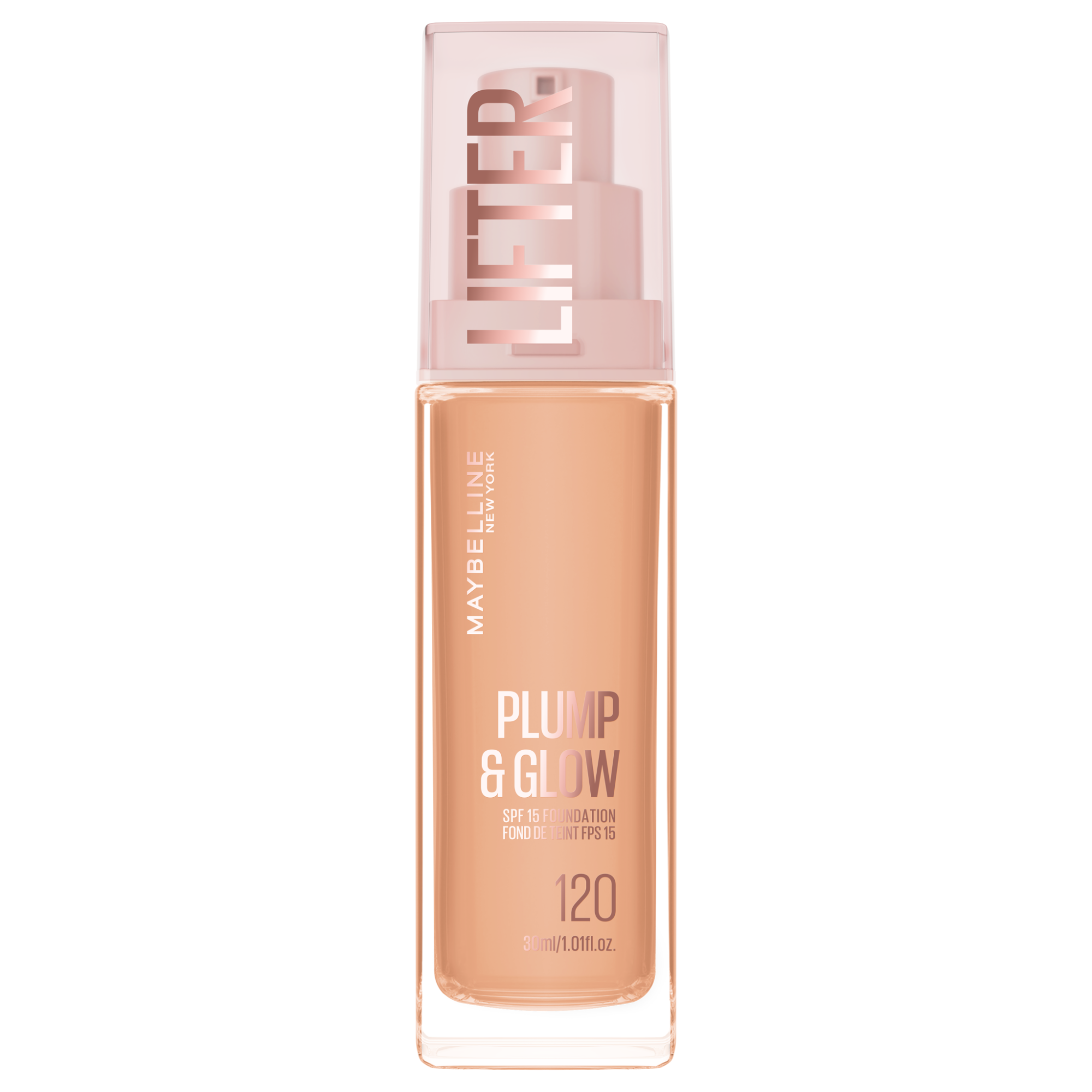 MAYBELLINE NEW YORK Lifter Foundation 120, rozjasňující make-up Plump & Glow 30 ml