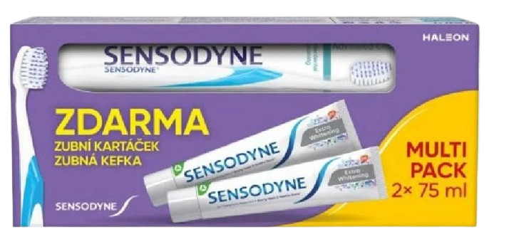 Fotografie SENSODYNE Extra Whitening + zubní kartáček 2 x 75 ml