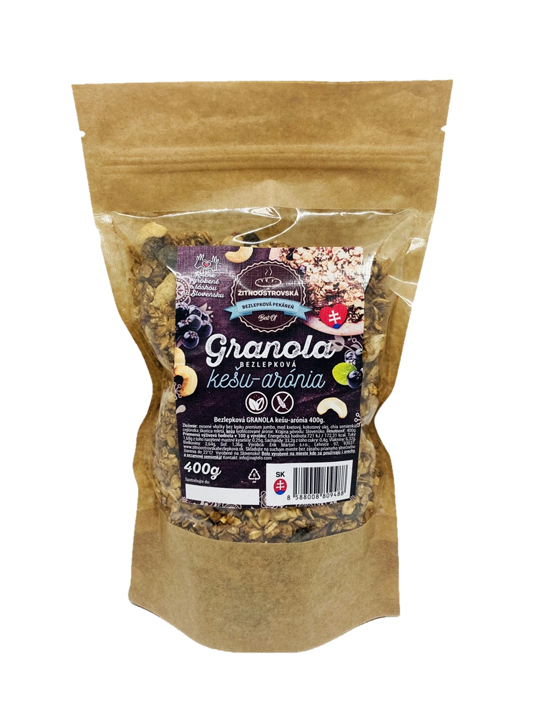 Fotografie ŽITNOOSTROVSKÁ BEZLEPKOVÁ PEKÁREŇ BEST OF Granola kešu-aronie 400 g