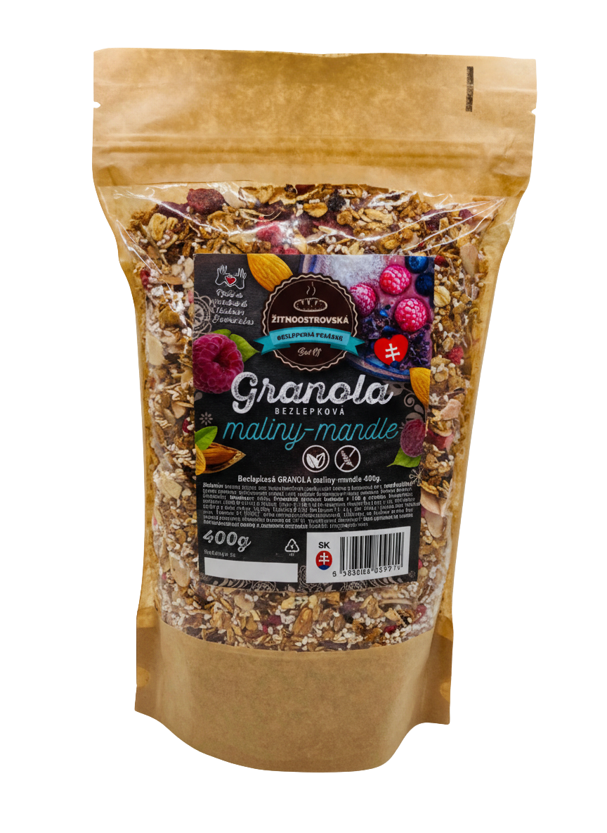 Fotografie ŽITNOOSTROVSKÁ BEZLEPKOVÁ PEKÁREŇ BEST OF Granola maliny-mandle 400 g