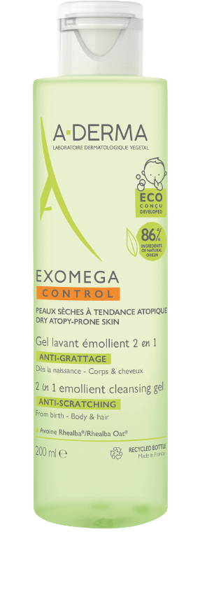 A-Derma Exomega Control zvláčňujúci umývací gél 2v1 200 ml