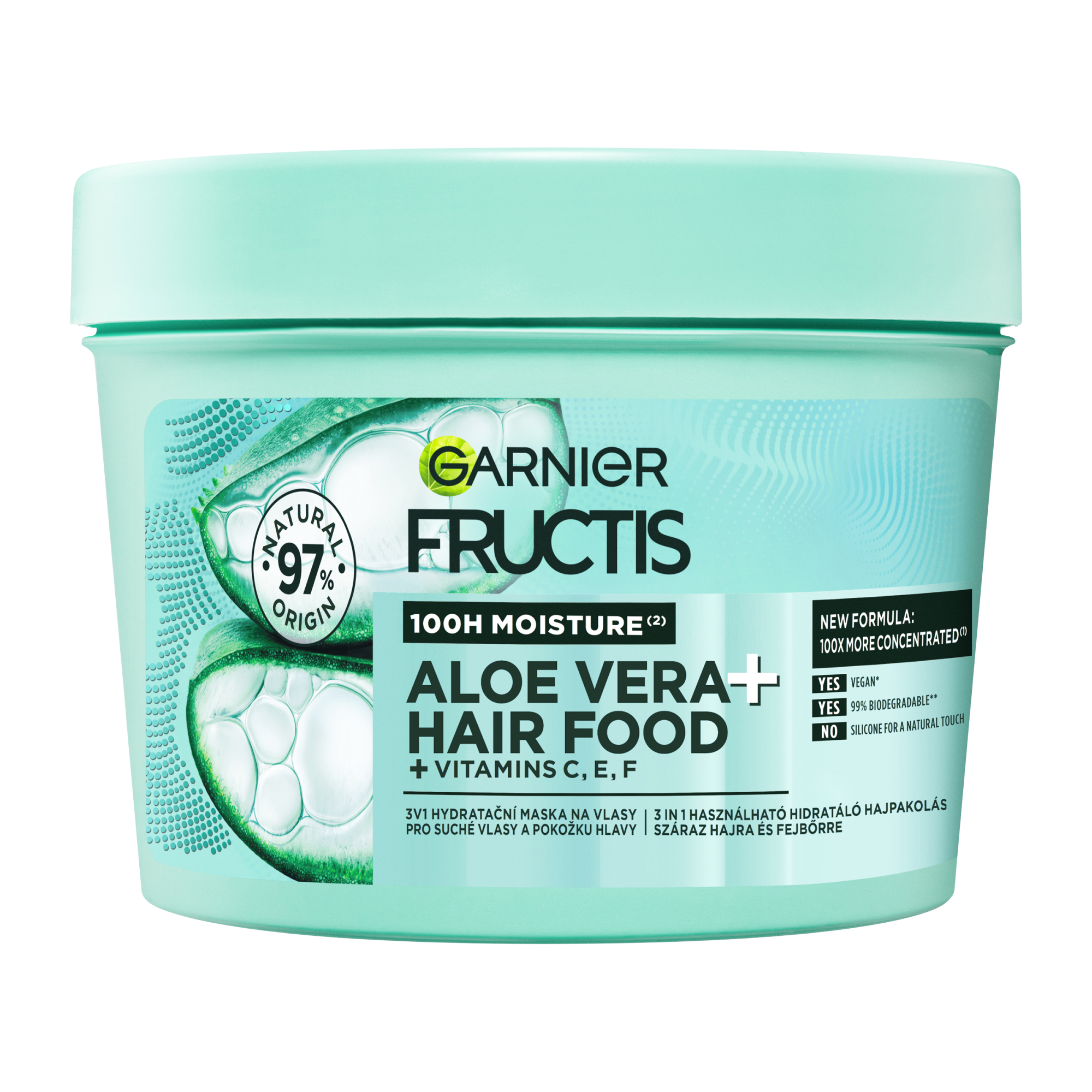 Garnier Fructis Hair Food Aloe Vera + 3V1 hydratační maska na vlasy a pokožku hlavy 400 ml