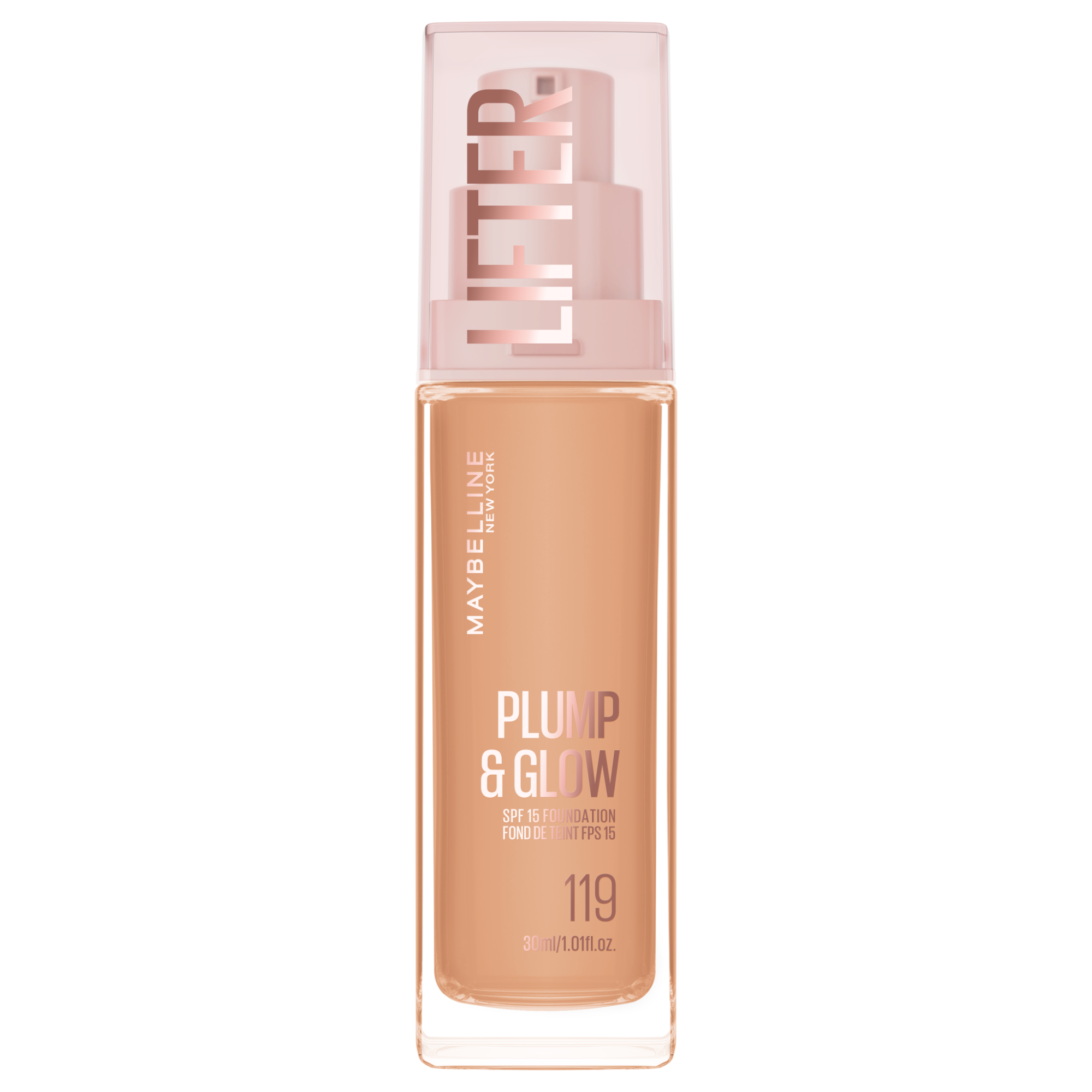 MAYBELLINE NEW YORK Lifter Foundation 119, rozjasňující make-up Plump & Glow 30 ml