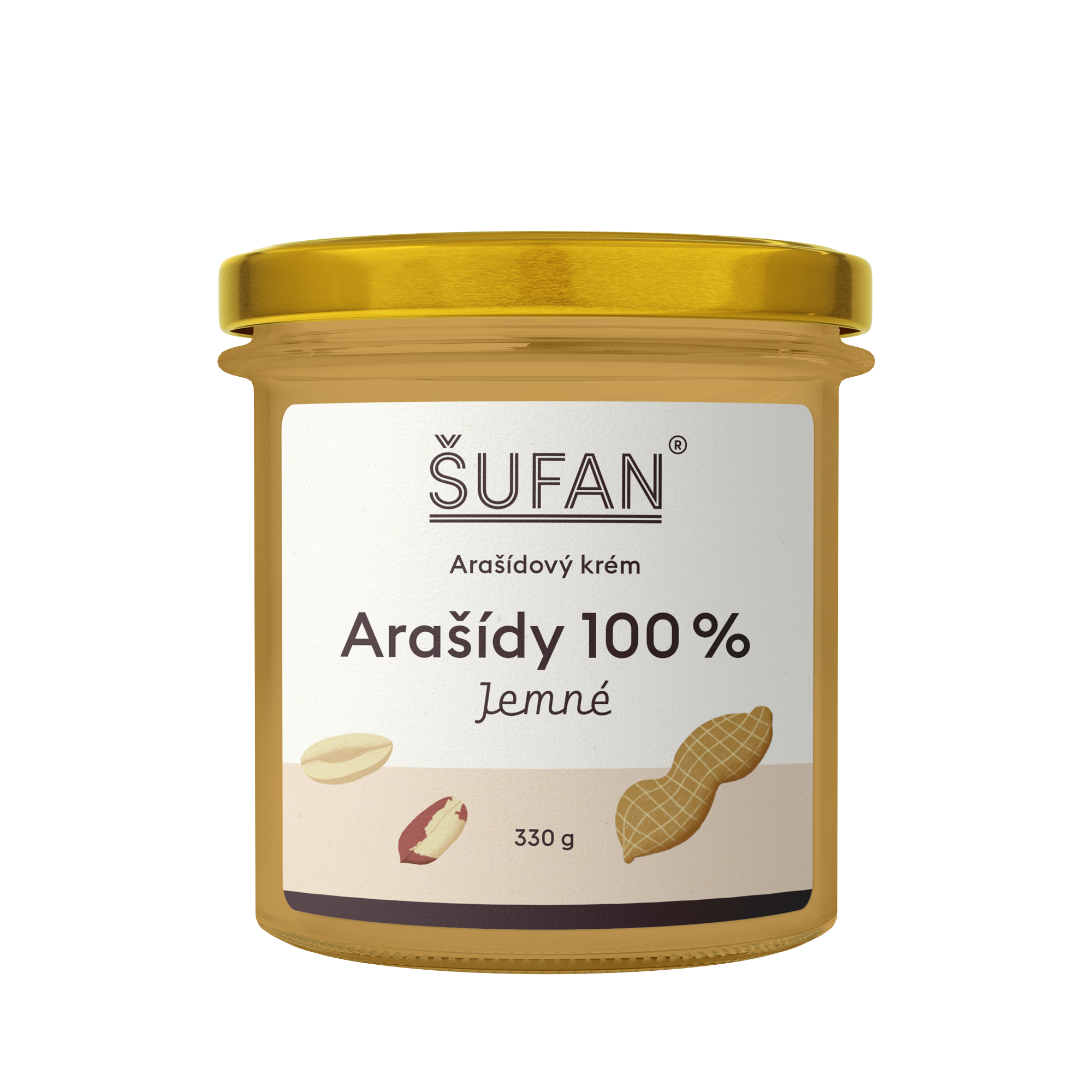 Fotografie ŠUFAN Arašídové máslo 100% jemné 330 g