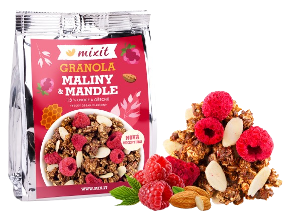Fotografie MIXIT Granola z pece do kapsy - Maliny a mandle 70 g